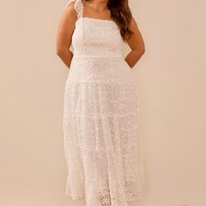 NEW Arula FLAWED White Floral Lace Maxi Dress Plus Size 0X NWT see photos